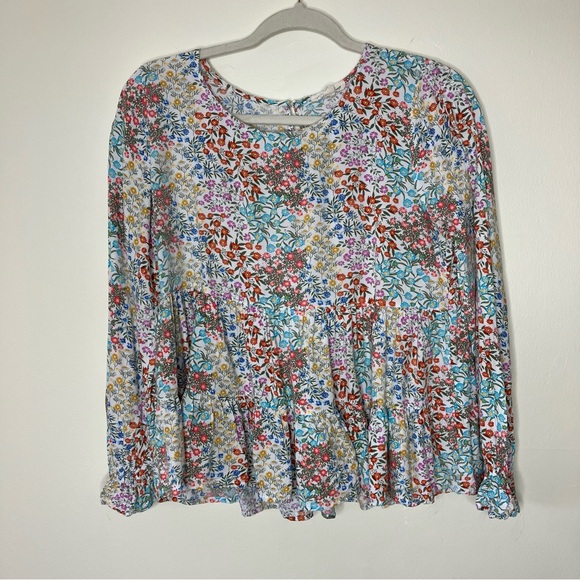 Jane and Delancey floral cottagecore tiered long sleeve top S - Picture 2 of 8